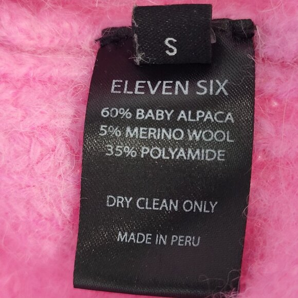 Eleven Six Pink Baby Alpaca Merino Wool Cropped Cardigan Sweater Size Small S - Picture 3 of 12
